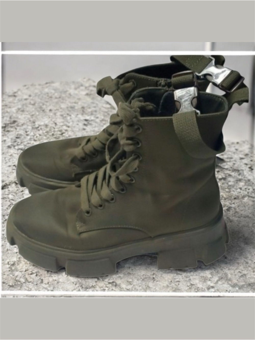 Steve Madden Boots Women's Size 6 Olive Army Green Combat Boots THORA-P THORA